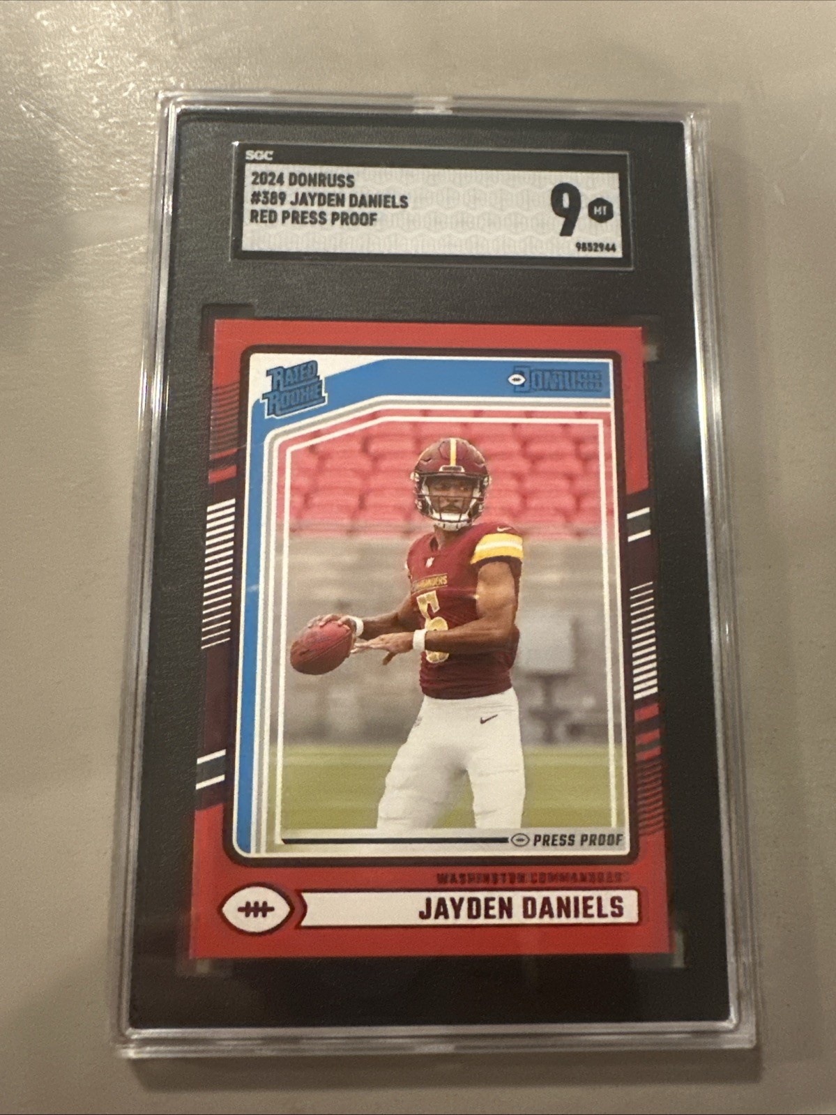2024 Panini Donruss Football Jayden Daniels Red Press Proof Rated Rookie SGC 9