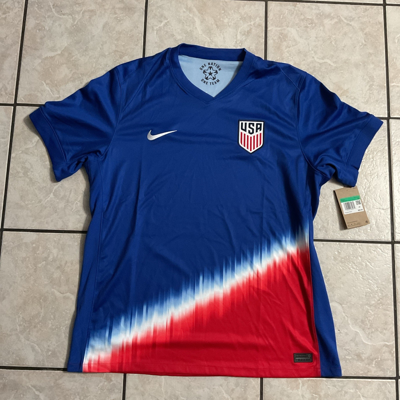 Nike Dri Fit Soccer Replica Jersey USMNT 2024/25 Away Blue Men's XL FJ4277-417