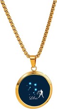 Libra Star Sign Constellation Gold Colour Necklace With Pendant And Gift Box