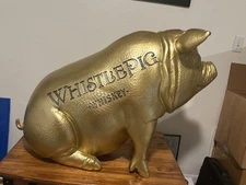 WHISTLEPIG WHISKEY GIANT GOLD PIG  DISPLAY STATUE MAN CAVE DECOR LARGE 42X29X18
