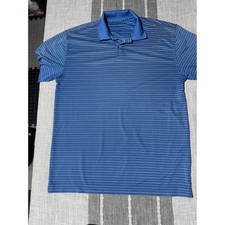 Nike Golf Men's Blue Striped Polo Shirt Short Sleeve Performance Dry Fit Large
