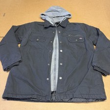 Dickies Jacket Mens Medium Black Hooded Canvas Quilted Lined Parka Workwear