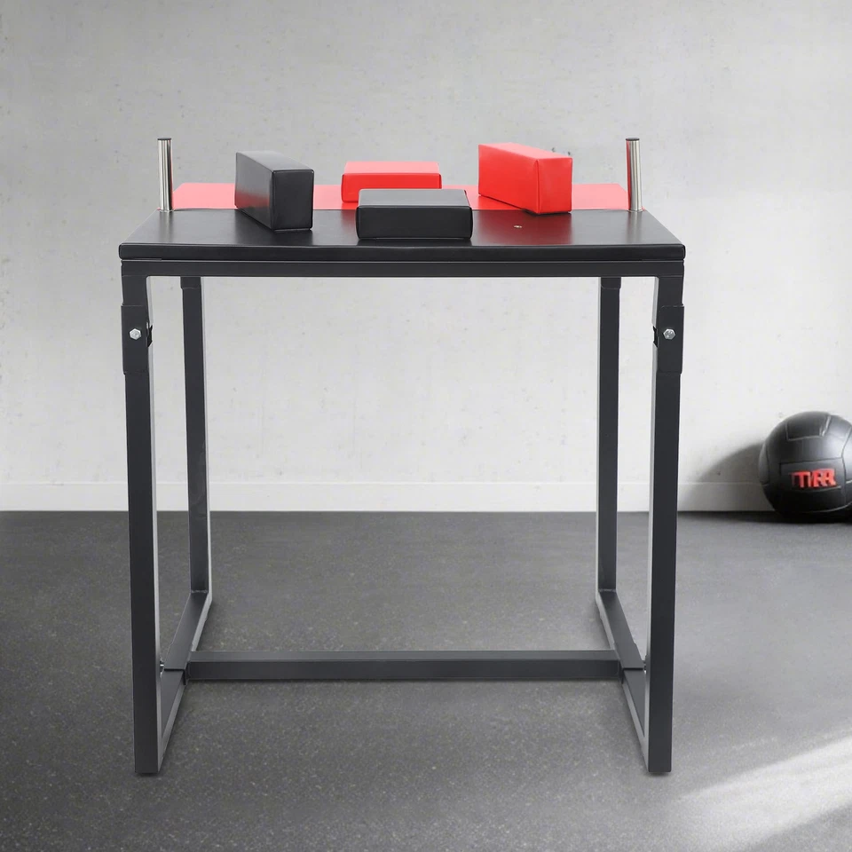 Foldable Arm Wrestling Table, w/ Elbow+Forearm Pads, Bar Game Table, Black+Red - Image 3 of 4