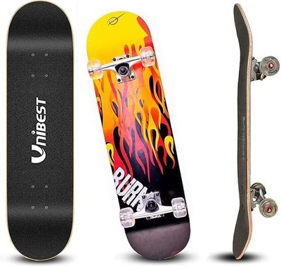 Unibest Skateboard Funboard 80x20 cm | Komplett Skateboard Holz | Anfänger & Kid