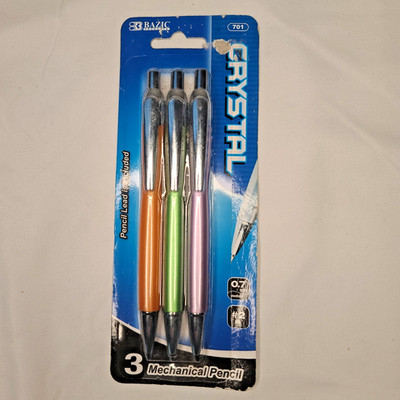 BAZIC CRYSTAL 0.7 mm Mechanical Pencil (3/Pack) NEW in Package