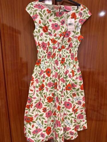 Abito donna Kate Spade New York cotone stampa floreale aderente + svasato bianco taglia 2