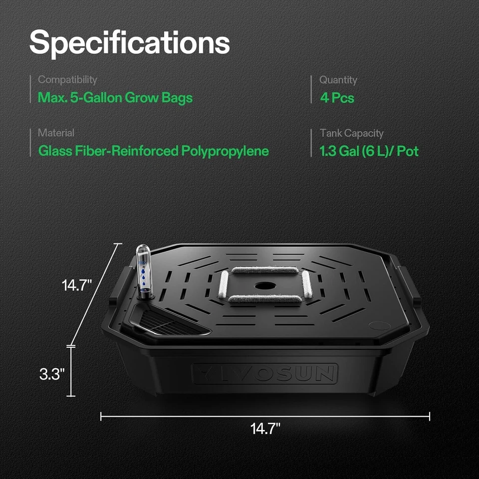 VIVOSUN 4-Pack FlexFeed Self-Watering Irrigation Pot, Auto-Irrigation Fabric Pot - Image 2 of 4