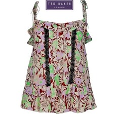 Image of Ted Baker Cami Top UK 12- 14 (Size 3) Multicolour Frill Detail BNWT RRP £150