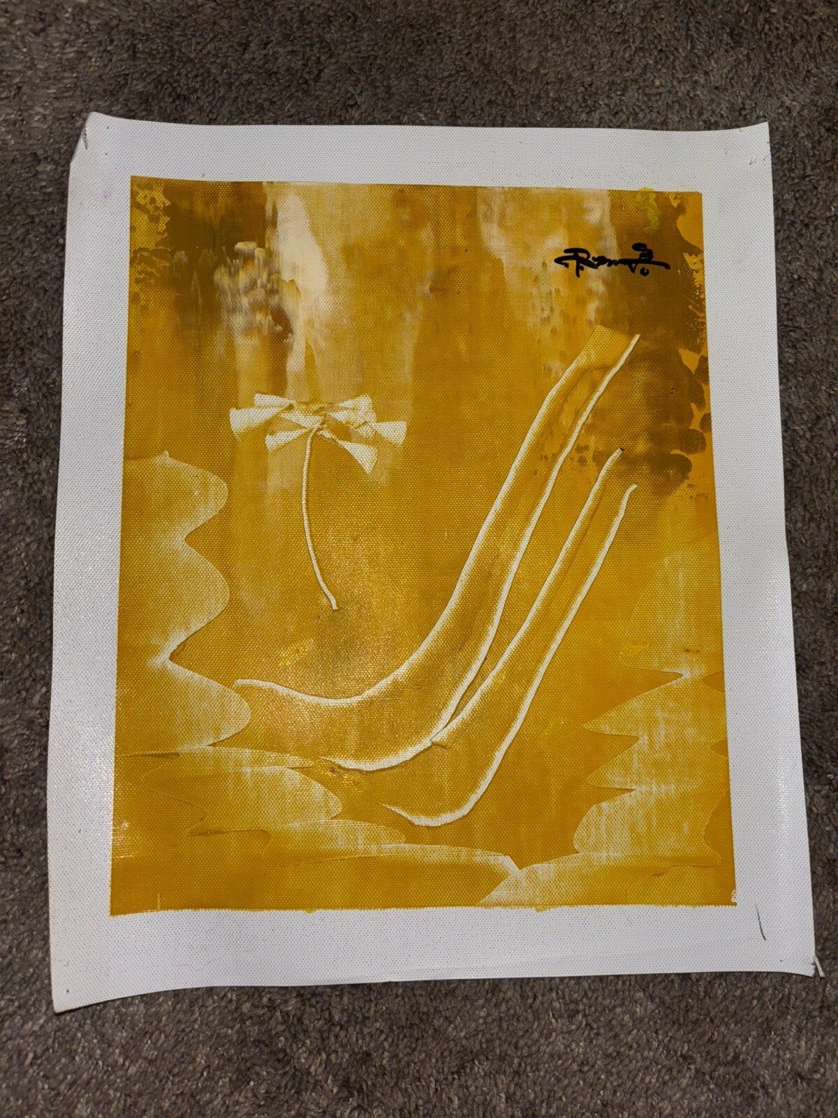 Yellow Abstract Woman’s Legs Real Oil Painting On Canvas 9”x11”