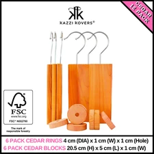 12PK Cedar Rings Blocks FSC Certified Natural Wood Moth Repellent Mould MildewAU