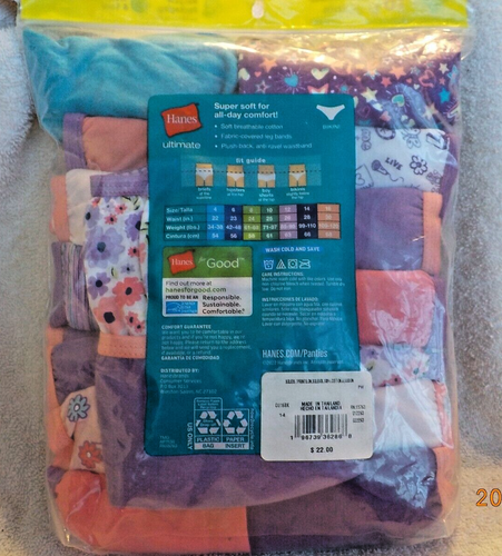 Hanes Girls Value Pack 16 Cotton Bikini Underwear - Size 14 NEW - Picture 4 of 6