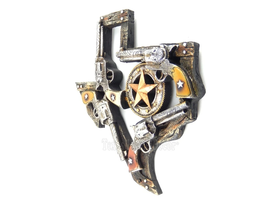 Западный Техас карта пистолеты звезда стены табличка знак искусственного дерева выглядят деревенский 10 дюймов - Изображение 2 из 3