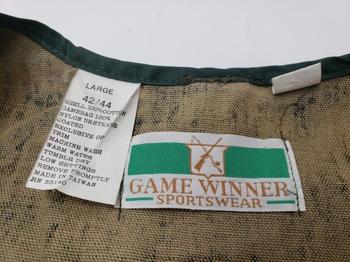 Game Winner Sportswear Hunting Vest Padded Shoulder Canvas Camo Size L Vintage - Picture 5 of 9