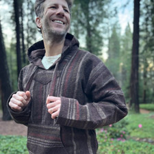 Drug Rug Baja Hoodie  Mexican Poncho Soft Inner Lining - Brown Hippie, S - XXL