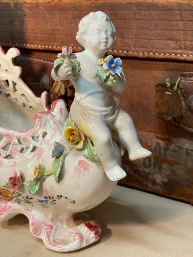 LARGE Majolica Antique Porcelain Vase - Italy - Early 20th Century Painted - Picture 5 of 18