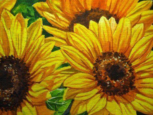 Watercolor Painting Sunflower Farm Flowers ACEO art