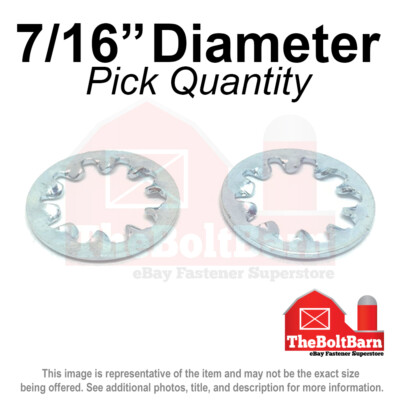 7/16'' Internal Tooth Star Lock Washer Low Carbon Steel Zinc (Pick Quantity)