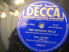BING CROSBY/JOHN SCOTT TROTTER   THE SINGING HILLS/DEVIL MAY CARE Decca 3064 VG+