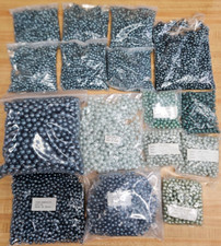 Lot of Assorted Teal Blue Green 8-12mm Round  Oval Plastic Pearls Craft Beads