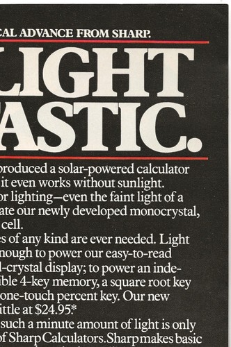 Vintage Print Ad Sharp EL-826 Solar Calculator - The Light Fantastic - Dec 1981 - Picture 3 of 5