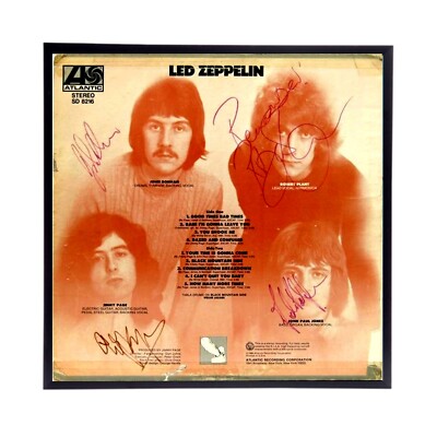 Led Zeppelin サウンドトラック サイン入り LED ZEPPELIN Autographed Album Cover Reprint. Frame Included. Make