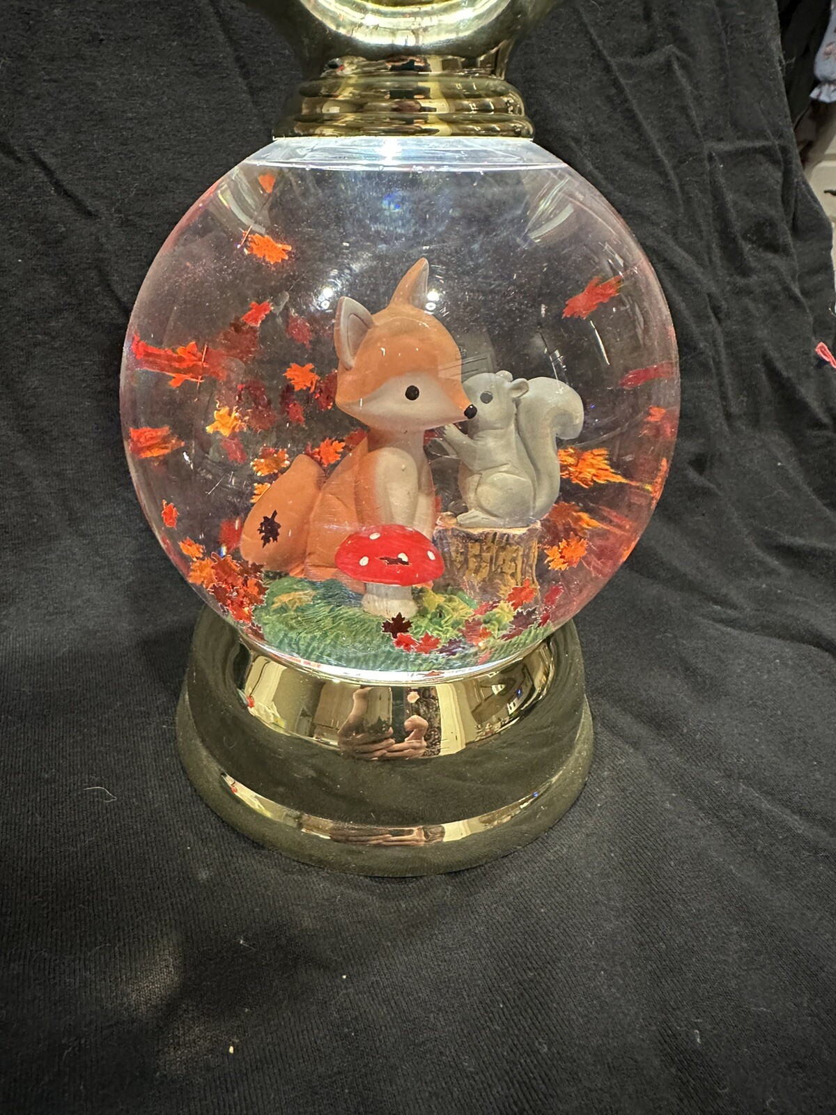 Bath and Body Works Fall 3 Wick  Candle Holder Fox Water Globe Pedestal