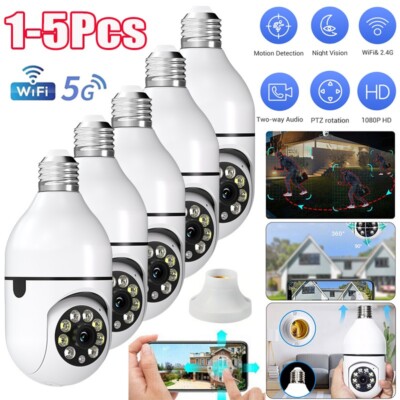 1-5X Lot 1080P E27 Light Bulb Security Camera Wireless WiFi 360° IR Night Smart