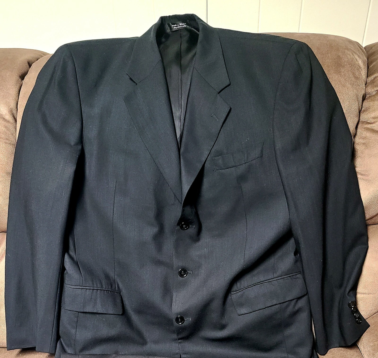 GIANFRANCO RUFFINI- Worsted Wool SOLID BLACK-MENS… - image 1