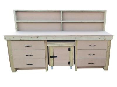 ARBOR GARDEN SOLUTIONS Wooden Work Bench With Drawers and Functional Lockable Cupboard MDF Plywood Top