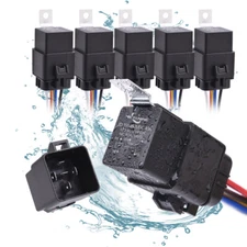 5Pcs Waterproof 12V 30/40A SPDT Relay Switch Harness Set 5PIN 14 AWG Hot Wires