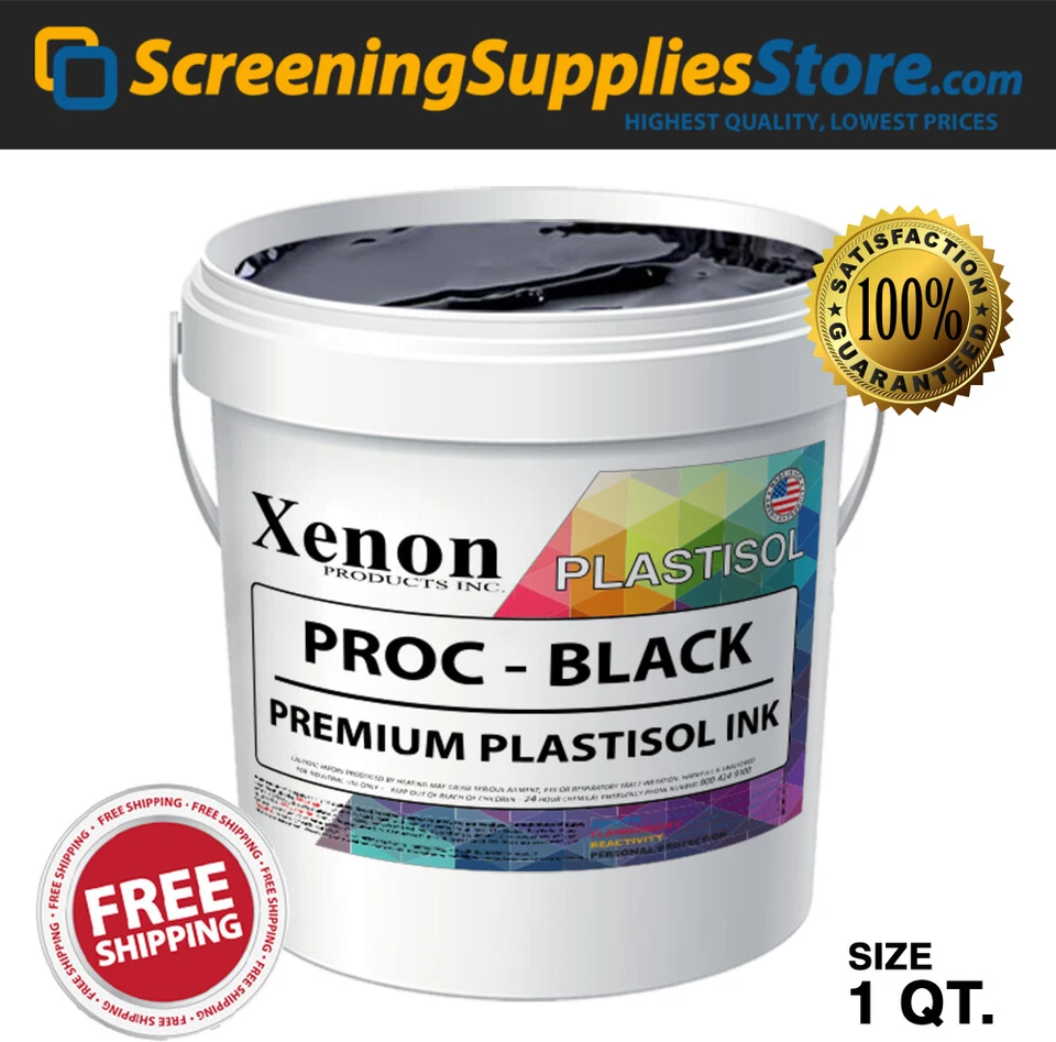 XENON SCREENINGSUPPLIESSTORE Xenon® - Process Black Plastisol Ink for Silk Screen Printing - 1 Quart