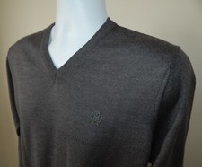 NWT 395 Men ROBERTO CAVALLI EMBROIDERED LOGO WOOL PULLOVER V-Neck Sweater BRN L
