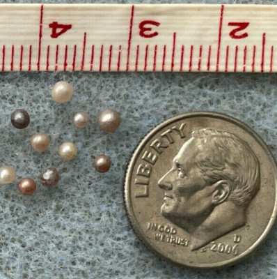 6 UNDRILLED Extremely Rare Tiny Natural Sea of Cortez Pearls, ~ 1 - 2 mm