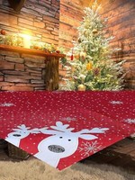 Tischdecke 85X85 Cm Rot Lustige Elche Filigrane Stickerei Eyecatcher Weihnachten