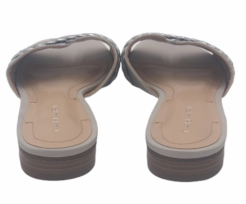 Tahari Women's Amorie Spring White Silver Braid Slide Leather Sandals Shoe 6.5 M - Image 4 of 4