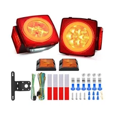 Nilight 2PCS Square LED Trailer Light Kit with Halo Glow Submersible LED Stop...