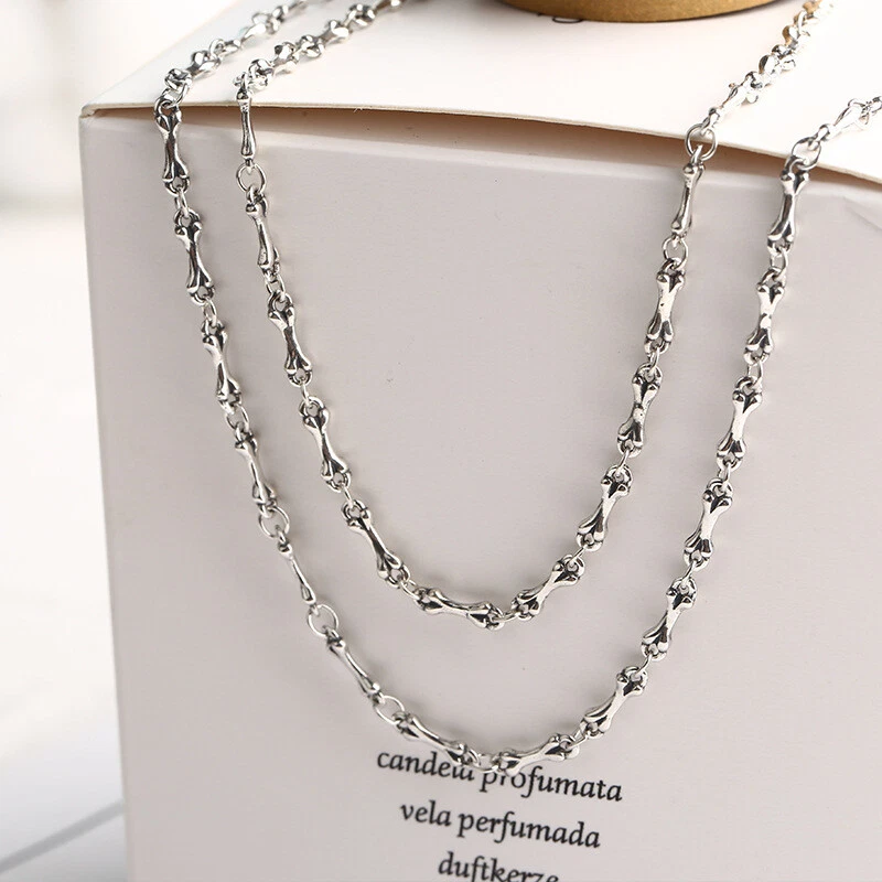 925 Sterling Silver Bone Link Chain Necklace Bracelet Collarbone Chain Best Gift - Image 3 of 4