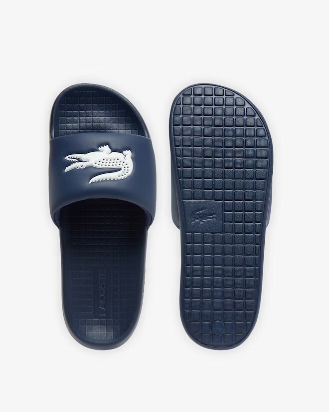 ★LACOSTE★ Men's Serve Slide Navy RZ9021M55G092 Lacoste Serve Slide 1.0 Mens Slippers Navy ✓Multiple Sizes