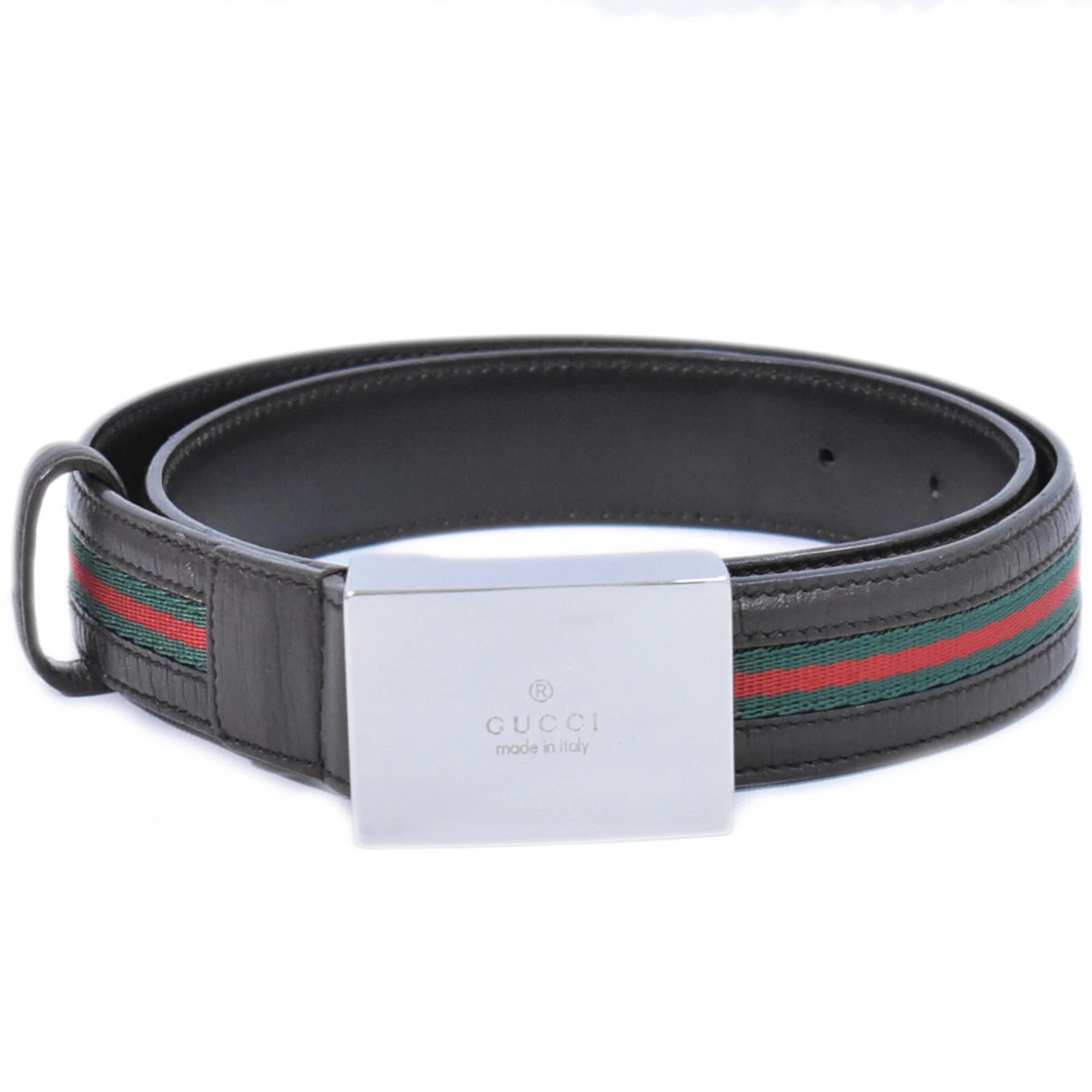 Ceinture GUCCI Shelly 114921 cuir marron vert rouge femme #80/32