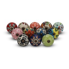 Ceramic Cabinet knobs for Drawers 12 Piece Multicolor Cupboard Door Knob Furn...