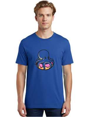 Octopus-Bagel Mens Graphic Tee, 100% Cotton, Casual Summer Wear