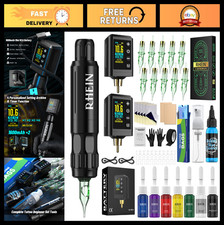 Rotary Tattoo Gun Pen Kit - Complete Starter Set with 2 Wireless Power Supplies