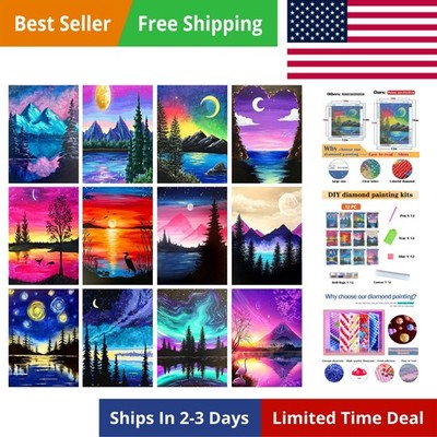 12 Pack Diamond Painting Kits for Adults 5D Diamond Art Kit Paint by Number f...