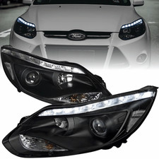 Scheinwerfer Set LED Standlichtleiste Schwarz für Ford Focus MK3 2011–2014 Scheinwerfer Set LED Standlichtleiste Schwarz für Ford Focus MK3 2011–2014