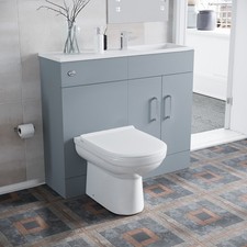 Nes Home 1000mm Matte Grey Slimline Vanity Basin & WC Unit & White BTW Toilet