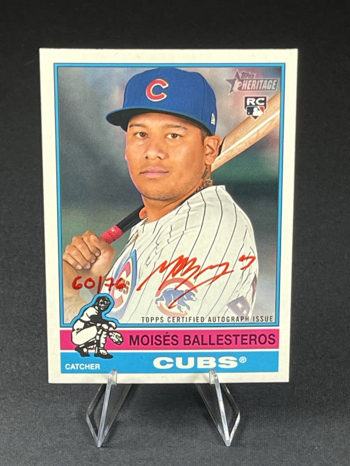Moises Ballesteros 2025 Topps Heritage Real One Red Ink RC Auto /76 Cubs ROA-BAL