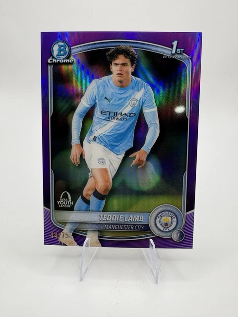 Teddie Lamb 2025-26 Topps Chrome UEFA Club 1st Bowman Purple Refractor /75 City
