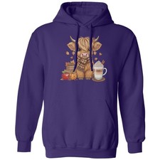 Cute Highland Cow Graphic - Autumn Fall Thanksgiving Unisex Hooded Sweatshirt