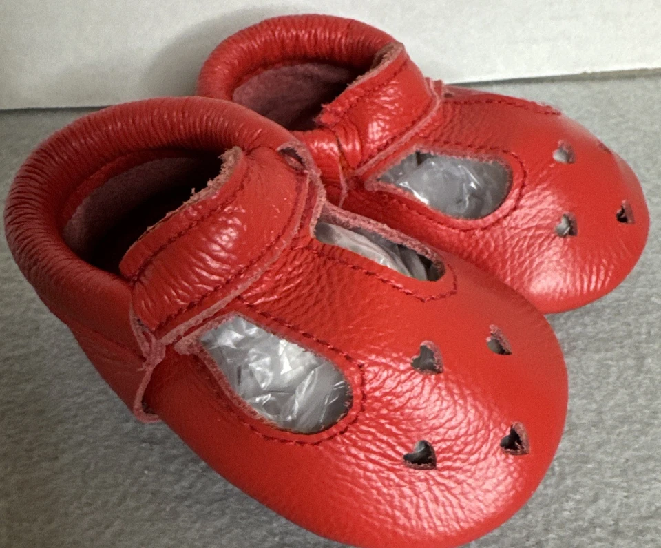 BirdRock Zapatos de Bebé Talla 3 Rojo Estilo Mary Jane Cuero y Suela de Suade ~ Bebé Niña Foto 2 de 4