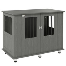 PawHut Dog Crate Kennel Cage for Medium Large Dog, Indoor End Table, Grey